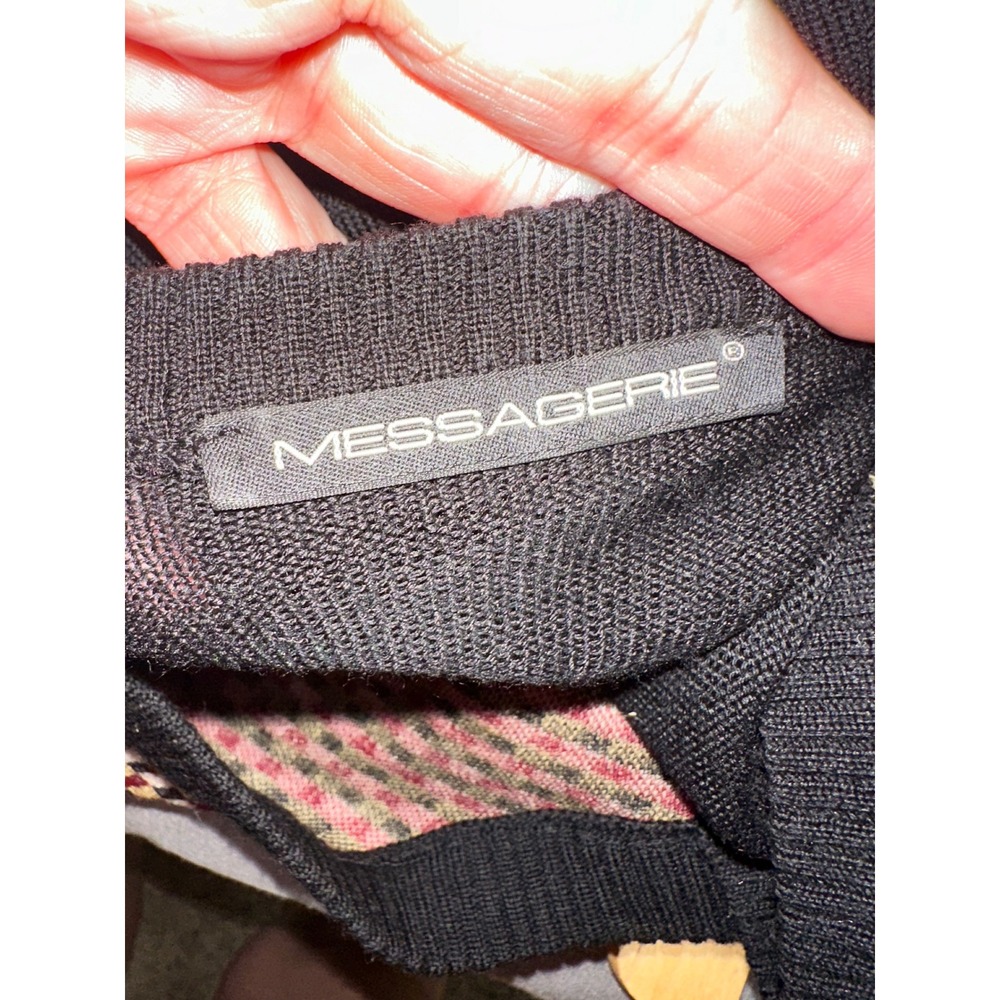 Messagerie Womens V Neck Sweater 100% Merino Wool Long Sleeve‎ Checkered - Picture 6 of 7